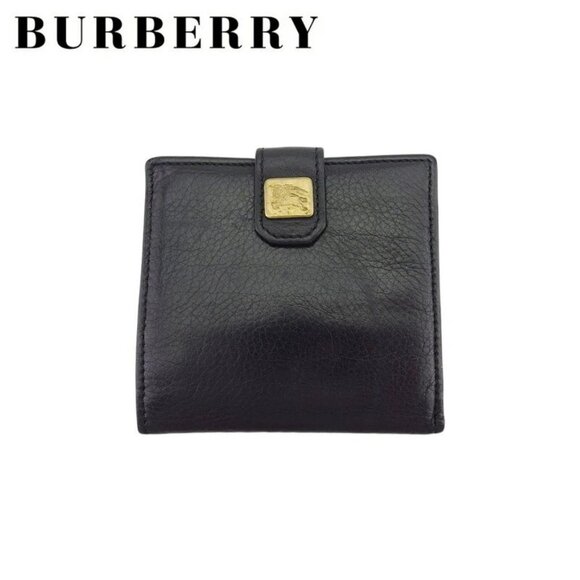 BURBERRY Bifold Wallet Horse Plate Leather Authentic Used - Picture 1 of 9